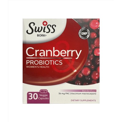 Swiss Bork Cranberry Probiotics Пробиотики с клюквой/30 капсул