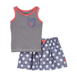 Black Stripes & Dots Tank & Skorts - Infant & Toddler