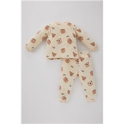 Defacto Erkek Bebek Safari Baskılı Uzun Kollu Kadife Penye Pijama Takımı B9017A523WN