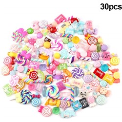 osierr6 Slime Beads 30pcs Colorful Filler Resin Cute DIY Scrapbooking Crafts for Phone Case Making Supplies Ornament Jewelry Accessories Charms Candy Flatbacks