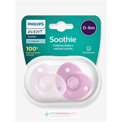 Avent Sucettes Soothie 0-6 mois Roses x2