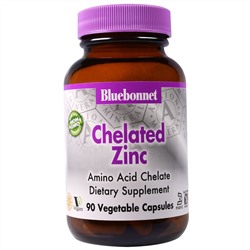 Bluebonnet Nutrition, Хелатированный цинк, 90 капсул в растительной оболочке