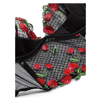 Cherry Embroidery Quarter-Cup Corset Top in Embroidery