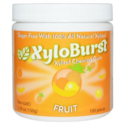 Xyloburst, Жевательная резинка с ксилитолом, фруктовый вкус, 5,29 унции (150 г), 100 штук.