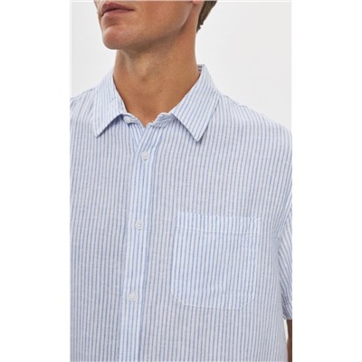 Рубашка к/р лен Р411-04101 l.blue