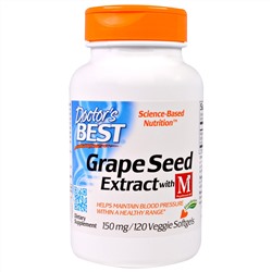 Doctor's Best, Экстракт из виноградных косточек с MegaNatural-BP, 150 мг, 120 вегетарианских капсул