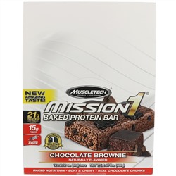 Muscletech, Mission1 запеченный протеиновый батончик, шоколадный кекс, 12 батончиков, 2,12 унции каждый (60 г)