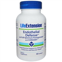 Life Extension, Эндотелиальная защита с полноспекторным Pomegranate и Cordiart, 60 желатиновых капсул