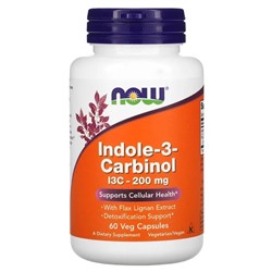 NOW Foods, индол 3-карбинол, 200 мг, 60 растительных капсул