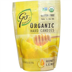 Go Organic, Органические леденцы, мед и лимон, 3,5 унции (100 г)