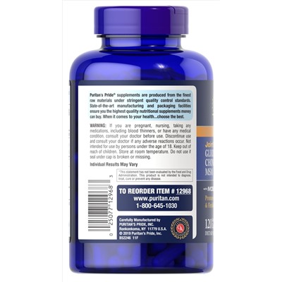 Puritan's Pride Double Strength Glucosamine, Chondroitin & MSM Joint Soother®