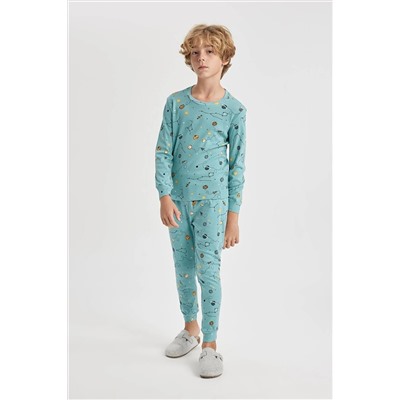 Defacto Erkek Çocuk Desenli Uzun Kollu Pijama Takımı B2371A823WN