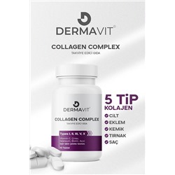 Dermavit Collagen 5 Tip Kolajen Tip 1, Tip 2, Tip 3, Tip 5 ,tip 10, ( Selenyum , C Vitamini Ve Çinko ) 90 Tablet 001