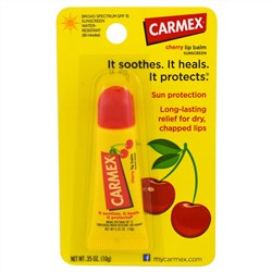 Carmex, Бальзам для губ, вишня, фактор защиты от солнца 15, 0,35 унции (10 г)