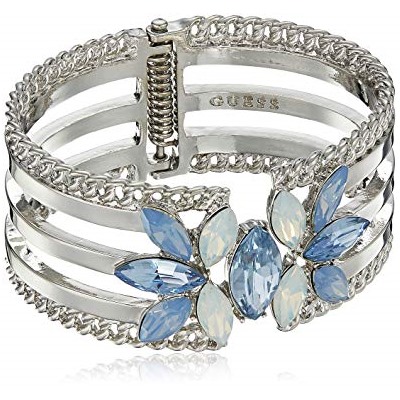 GUESS Womens Wide Hinge Cuff with Stones Bracelet