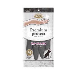 FAMILY PREMIUM PROTECT Виниловые перчатки средней толщины размер М, с напылением на внутренней поверхности черно-розовые, 1 пара