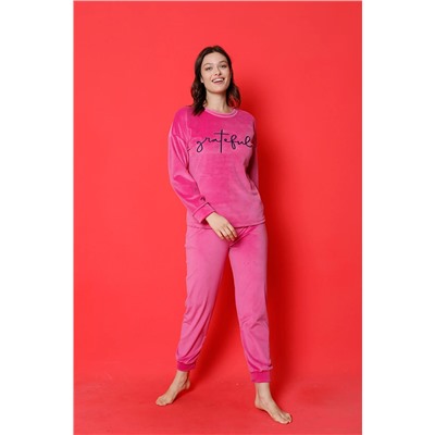 AHENGİM Woman Genç Pijama Takımı Fransız Kadife Paça Kol Manşetli Mevsimlik W20462253 1-2-10001194
