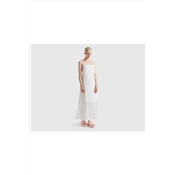 United Colors of Benetton Kadın Beyaz Fisto Kolsuz Uzun Elbise Beyaz 123P4KUXDV070