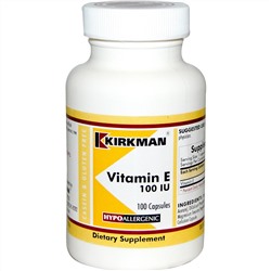 Kirkman Labs, Витамин E, 100 международных единиц, 100 капсул