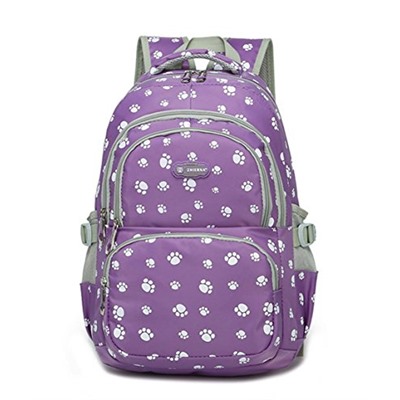 Fanci Lovely Dog Paw or Butterfly Prints Waterproof Primary Middle School Backpack Fit for 14 inch Laptop