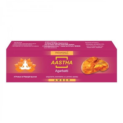 PATANJALI Aastha Agarbatti Amber  Благовоние Амбра 75г