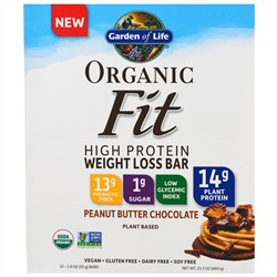 Garden of Life, Organic Fit Bar Peanut Butter Chocolate ,12 -- 1.9 oz (55 g) Bars