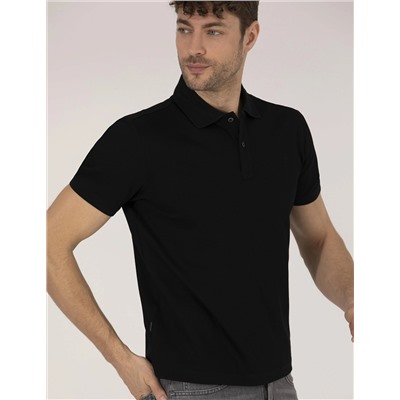 Siyah Regular Fit Polo Yaka Merserize Tişört