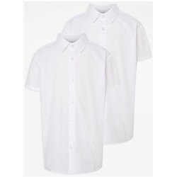 White Boys Plus Fit Short Sleeve School Shirts 2 Pack