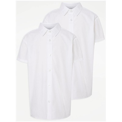 Boys Plus Fit Short Sleeve School Shirts 2 Pack