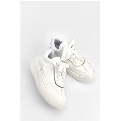 Marjin Kadın Sneaker Kalın Taban Bağcıklı Spor Ayakkabı Kavis Beyaz 3210121006
