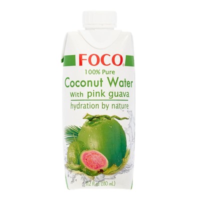 FOCO Coconut water with guava juice Кокосовая вода с соком гуавы 0,33л