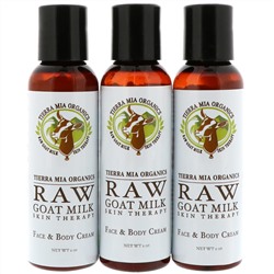 Tierra Mia Organics, Raw Goat Milk Skin Therapy, Face & Body Cream, Lavender + Vanilla + Coconut, 3 Bottles, 2oz (56 g) each