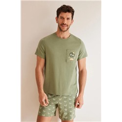 Pijama corto hombre 100% algodón palmeras