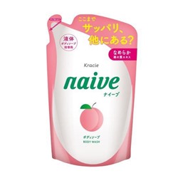 KRACIE Мыло жидкое для тела Naive с экстрактом листьев персикового дерева , мягкая упаковка  380 мл