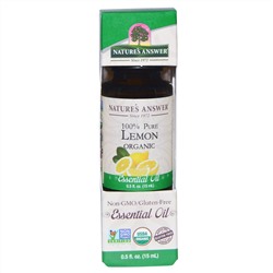 Nature's Answer, Органические эфирные масла, масло лимона 0,5 жидких унций (15 мл)