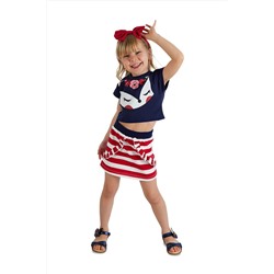 Denokids, Fox Fırfırlı Kız Çocuk Crop Top Etek Takım