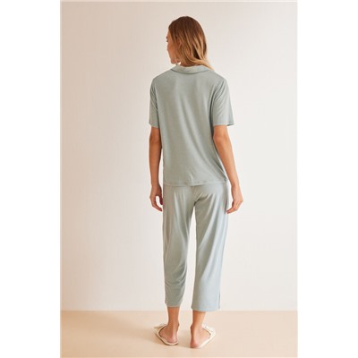 Pijama camisero lunares azul Ecovero™