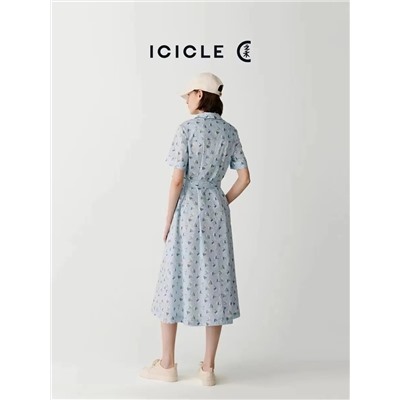 Платье-халат с подкладом Icicl*e , боковыми карманами и поясом