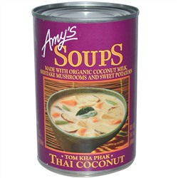 Amy's, Супы, Tom Kha Phak, Тайский кокос, 14,1 унций (400 г),