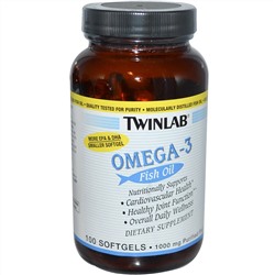 Twinlab, Омега-3 рыбий жир, 100 мягких капсул