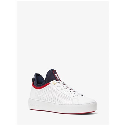 MICHAEL MICHAEL KORS Ace Perforated Leather and Scuba Sneaker