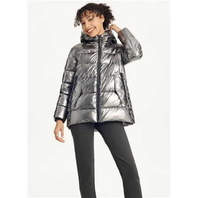Glossy Mid Length Puffer With Envelope Pockets