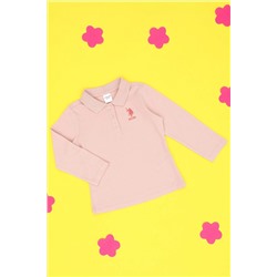 Kız Çocuk Toz Pembe Basic Polo Yaka Sweatshirt