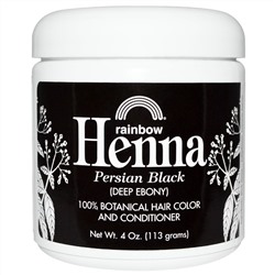 Rainbow Research, Хна, 100% растительная краска для волос и кондиционер, персидский черный (глубокий эбеновый), порошок 4 унции (113 г)