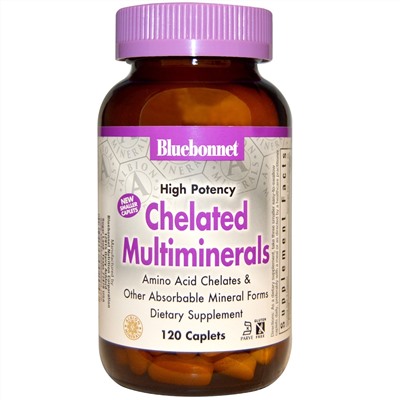 Bluebonnet Nutrition, Хелатные мультиминералы высокой эффективности, 120 капсул
