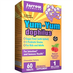 Jarrow Formulas, Пробиотик «Ням-ням дофилус» с натуральным малиновым вкусом, 60 жевательных таблеток (Ice)