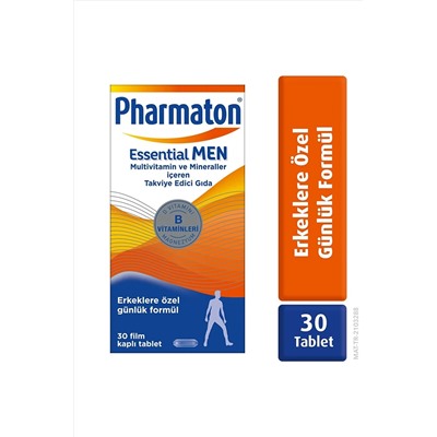 Pharmaton Essential Men 30 Tablet - Magnezyum, Vitamin B, Vitamin D, Multivitamin ve Mineraller 21312111