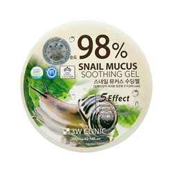 3W Clinic Универсальный гель с улиточным муцином 98% Snail Mucus Soothing Gel 300 мл.