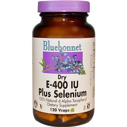 Bluebonnet Nutrition, E-400 IU, плюс селен 120 овощных капсул