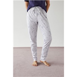 Pantalón estampado gris algodón